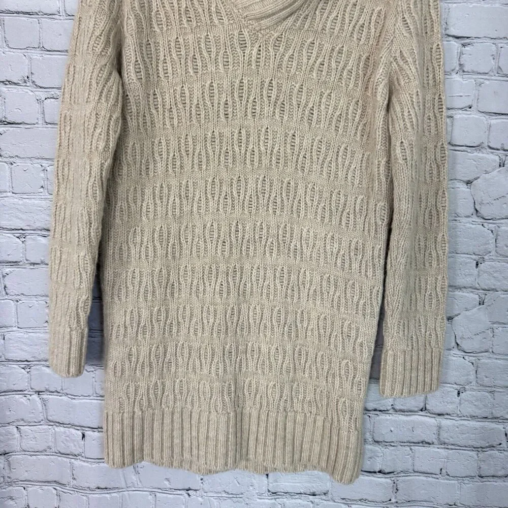 MM6 Maison Martin Margiela Cable Knit Mini Sweater Dress L Alpaca Wool Beige - Picture 3 of 13